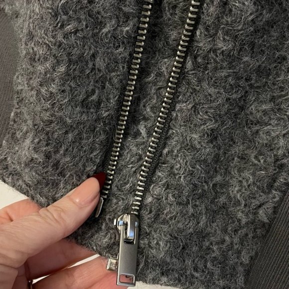 H&M boucle wool grey bomber coat jacket S - Picture 8 of 8